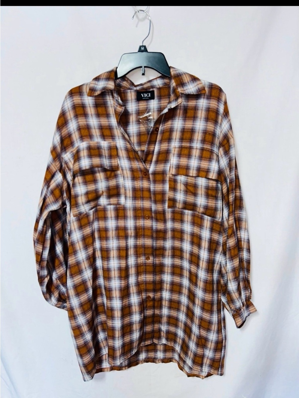 Vici plaid shirt dress long sleeve size extra small NWOT